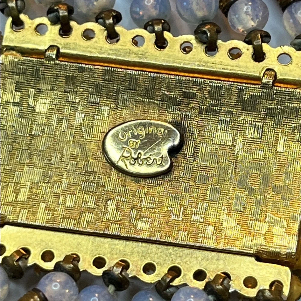 Original By Robert Vintage Brass & Art Glass Beaded Multi Strand Necklace - Picture 8 of 10